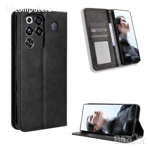 Кожен Ретро Калъф за ZTE nubia RedMagic 11 Pro 5G / 11 Pro+ 5G- Магнитно затваряне, Държач за карти , снимка 12 - Калъфи, кейсове - 52490655