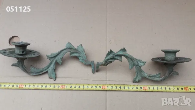 масивни бронзови свещници , снимка 3 - Антикварни и старинни предмети - 48512653