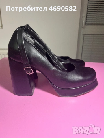 Черни кожени токчета 10см, снимка 4 - Дамски обувки на ток - 53047047