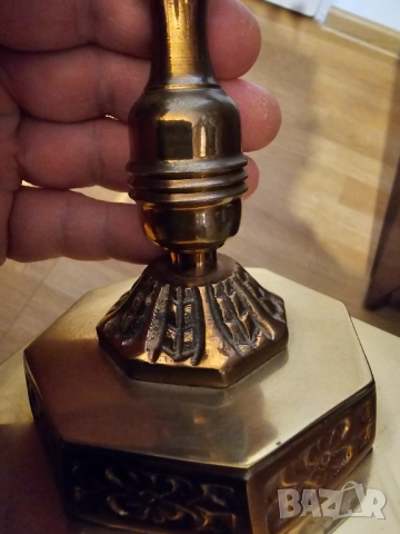 Голям бронзов свещник ханука  МЕНОРА  28х 29см. - еврейски седемсвещник - внос от Израел, Йерусалим, снимка 4 - Антикварни и старинни предмети - 51595388