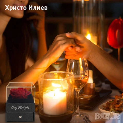 Сребърно колие с камъни в луксозна кутия с вечна роза Подарък за майка, снимка 5 - Колиета, медальони, синджири - 50793625