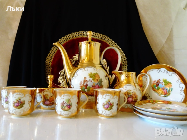 Кана баварски порцелан,злато,картина,1.5 л. , снимка 8 - Антикварни и старинни предмети - 52267846