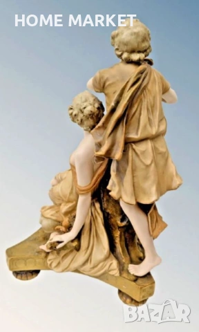 Ernst Wahliss Austria  Circa 1890 “ Любовни игри “ - великолепна композиция , снимка 4 - Антикварни и старинни предмети - 53524790