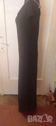Дълга асиметрична черна еластична рокля размер М/Л, снимка 3 - Рокли - 52162396