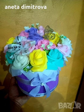 Ръчно изработени букети , снимка 8 - Изкуствени цветя - 53144666