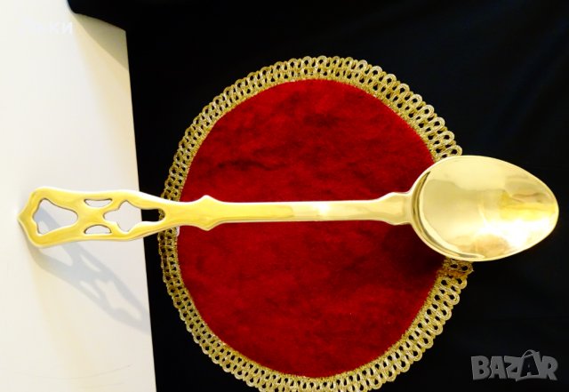 Старинна бронзова лъжица,черпак 45 см. , снимка 4 - Антикварни и старинни предмети - 38839386