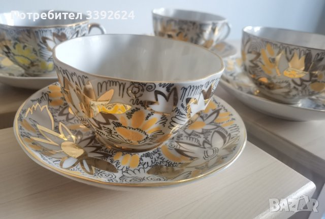 Руски сервиз с позлата, снимка 4 - Сервизи - 37690973