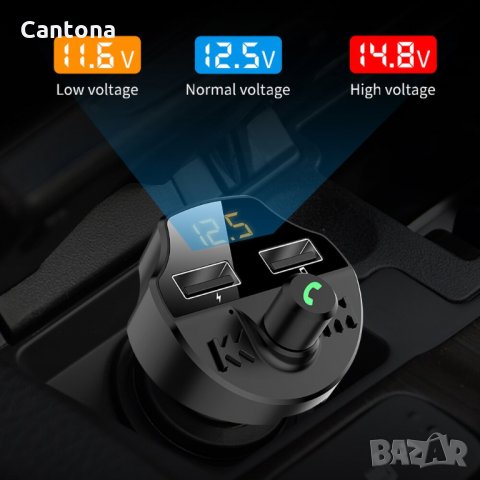 Kebidu Bluetooth FM трансмитер и ВОЛТМЕТЪР, 2 USB зарядни за GSM Bluetooth Car Kit T66, снимка 2 - Аксесоари и консумативи - 28544338