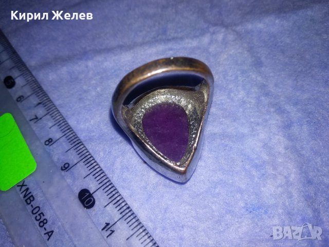 КАПКОВИДЕН МЕДЕН ПОСРЕБРЕН ИЗЯЩЕН ВИНТИДЖ АРТ ПРЪСТЕН с ЮВЕЛИНО ФАСЕТИРАН МИНЕРАЛ АМЕТИСТ 36959, снимка 11 - Пръстени - 39714991