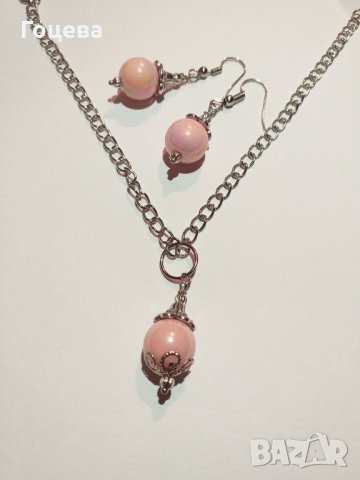 Изящен подаръчен комплект бижута с розови перли !, снимка 9 - Бижутерийни комплекти - 27420300