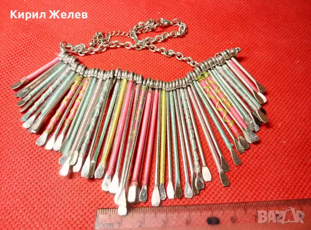СТИЛНА ВИНТИДЖ АРТ СТИЛ СРЕБРИСТА ЦВЕТНА ОГЪРЛИЦА 47412, снимка 2 - Колиета, медальони, синджири - 47298513