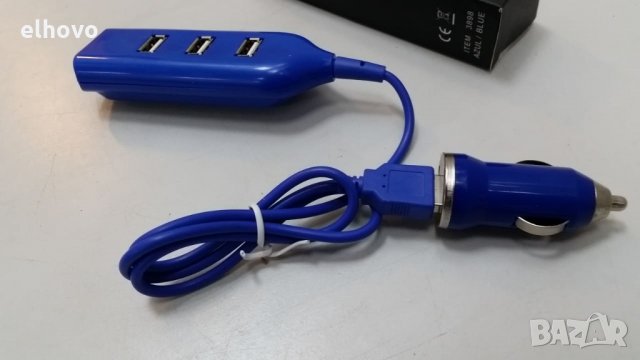 Хъб USB 4-ports+USB зарядно за кола, снимка 2 - Зарядни за кола - 26769878