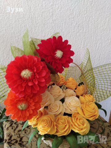 Кошница с цветя от хартия