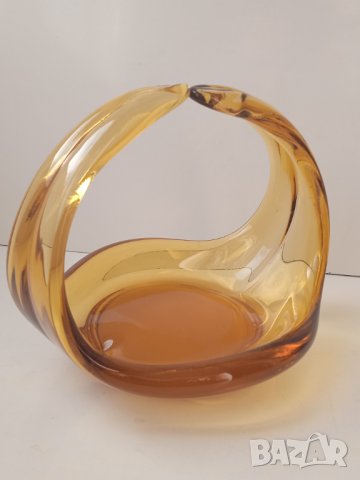 Арт Деко бонбониера /  купа от масивно цветно стъкло, снимка 2 - Прибори за хранене, готвене и сервиране - 43430289