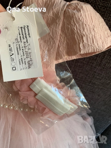 Чисто нова бебешка рокля с лента за косата, с етикет , снимка 4 - Бебешки рокли - 52152716