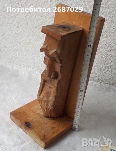 Голям стар дървен ограничител за книги, фигура, дърворезба Bookend, снимка 7 - Статуетки - 36611632