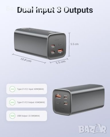 Нова Мощна Преносима Батерия 20000mAh 65W за iPhone Samsung Лаптоп, снимка 6 - Друга електроника - 43420722