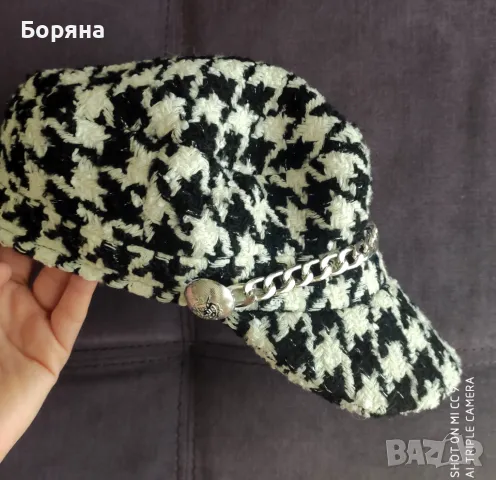 Sara Sweidan палто пепит с шапка комплект, снимка 16 - Палта, манта - 50057263