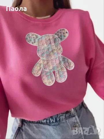 Дамска памучна блуза с мече 