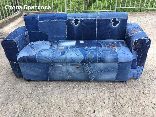 Дънкови дивани / Ръчно изработени дамаски , снимка 4 - Дивани и мека мебел - 33464998