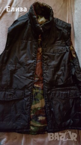 Макси дълъг торбест двулицев елек камуфлаж и черно, снимка 2 - Елеци - 32972834