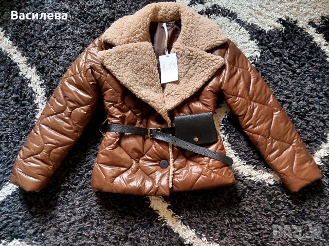 Яке с ефектен колан, снимка 3 - Якета - 39976095