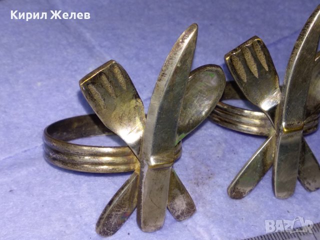 ТРИ СТАРИ КРАСИВИ КОЛЕКЦИОНЕРСКИ ПОСРЕБРЕНИ БРОНЗОВИ РЕТРО САЛФЕТНИКА 41364, снимка 8 - Аксесоари за кухня - 43598180