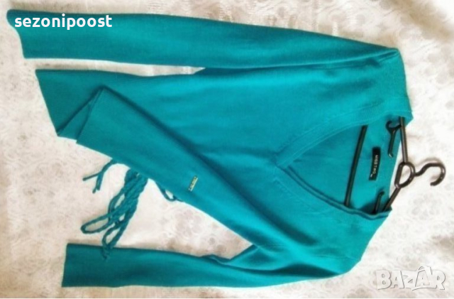 💚👠💚Дамска стилна и топла блуза "MISS TWO" с коланче в цвят тюркоаз-С,М,Л,ХЛ💚, снимка 2 - Блузи с дълъг ръкав и пуловери - 38631591