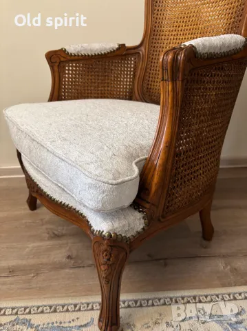 Двойка провансалски кресла, изработени с ратан, снимка 7 - Антикварни и старинни предмети - 48370277