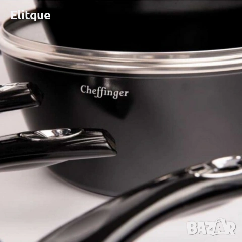 Комплект съдове за готвене Cheffinger от лят алуминий с мраморно покритие – 10 части, снимка 5 - Други - 53165297