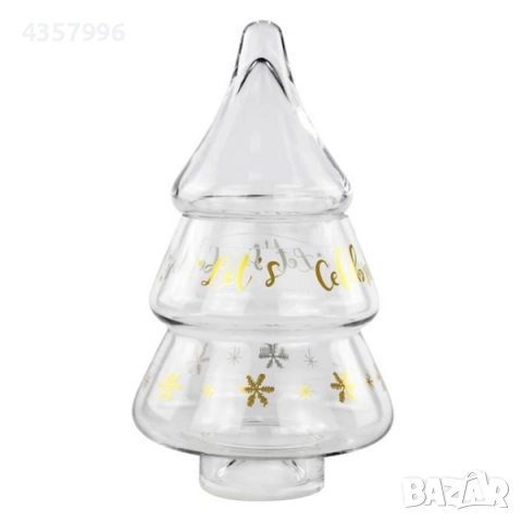 Стъклен буркан за сладки или бонбони, Елха , снимка 3 - Кутии за храна - 52379202