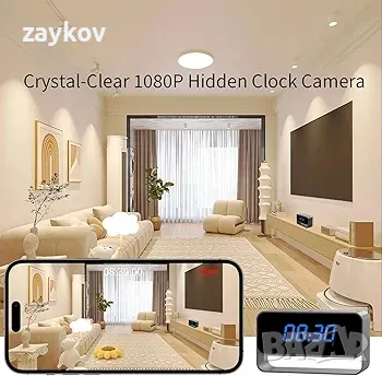 Настолен часовник iUni CP27, 1080P, Wi-Fi, P2P, Съвместим Android / iOS, Сензор за движени, снимка 2 - Камери - 46565261