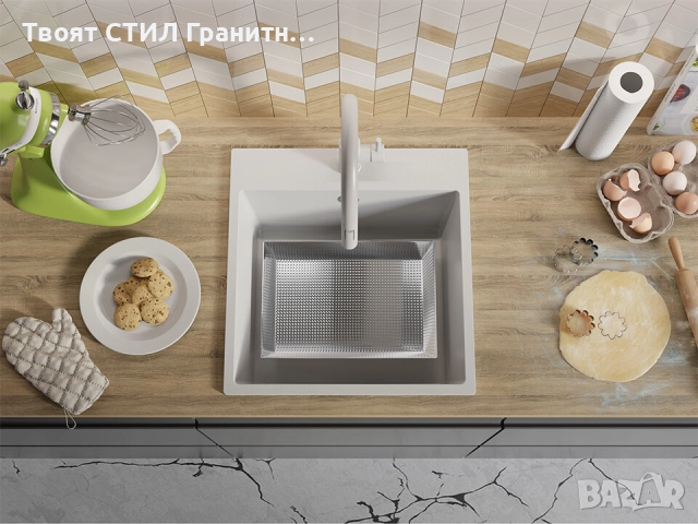 ПРОМО КОМПЛЕКТ – ВСИЧКО ЗА КУХНЯТА САМО ЗА 456 лв пълен комплект бял – мивка + смесител + си!, снимка 6 - Мивки - 51732081