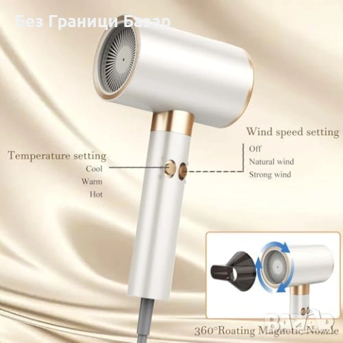 Нов Сешоар 2400W с йони 3 температури 2 скорости дифузер накрайник за коса, снимка 3 - Сешоари - 53530245