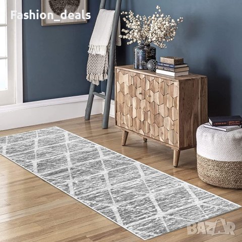 Нов модерен Килим Удобна подова подложка за домашен декор Пътека Арт Сив, снимка 6 - Други - 39915674