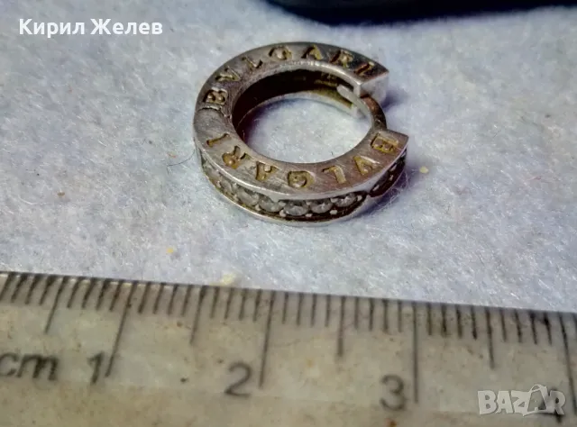 BVLGARI БУТИКОВА СКЪПОЦЕННА СРЕБЪРНА ОБЕЦА СРЕБРО 925 с БЯЛА ПОЗЛАТА и ЦИРКОНИ - БУЛГАРИ 32044, снимка 2 - Обеци - 48953801