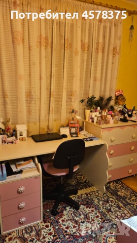детско легло за момиче с матрак, шкаф, скрин и бюро, снимка 3 - Мебели за детската стая - 51524396