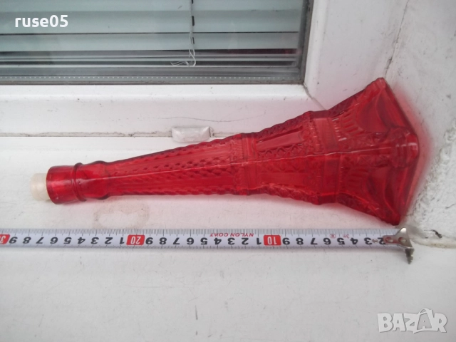 Шише "Айфелова кула" стъклено червено, снимка 3 - Други стоки за дома - 52423347