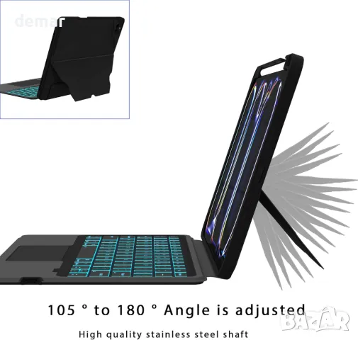 ROOFEI Калъф с клавиатура за iPad Pro 11-инчов (M4, 2024, A2836,A2837,A3006), 7 цветна подсветка, снимка 4 - Таблети - 48864225