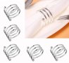 Комплект 6 броя пръстени/рингове за салфетки от плат сребрист цвят, снимка 3
