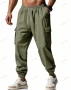 Мъжки ленени ежедневни спортни панталони с маншети и с множество джобове, 4цвята , снимка 2