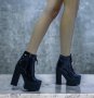 Боти на ток - черен лак с черно ходило - 591, снимка 1