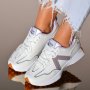Нов модел дамски спортни обувки в бяло с лилав акцент 