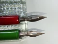 Стара стъклена мастилница + две писалки, снимка 5