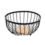 Метална фруктиера P u f o Modern, с бамбуково дъно, кръгла, 27 см, черна, снимка 3