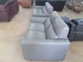 Сиви кожени дивани тройка и двойка с релаксиращ механизъм, снимка 9