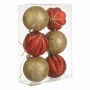 Комплект коледни украси за елха – червени топки, матови, със златист брокат, 8 см – 6 броя_1253574, снимка 2