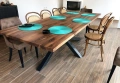 орехова трапезна маса от масив и желязо , снимка 4