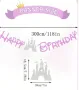 Happy Birthday стил Дисни замък принцеси банер надпис декор парти рожден ден украса, снимка 2