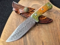 Уникален ловен нож дамаска стомана,фултанг с кожена кания LN422, снимка 1